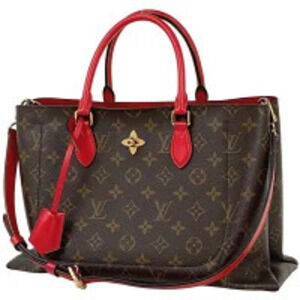 Louis Vuitton Flower Tote Shoulder Bag Monogram Brown Coquelicot Red